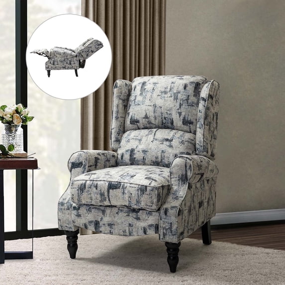 Vintage Floral Wingback Push Back Recliner Chair