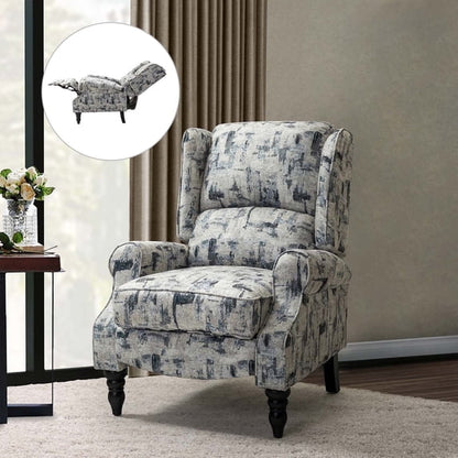 Vintage Floral Wingback Push Back Recliner Chair