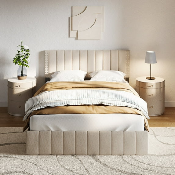 Full Bed Frame with Storage Drawers