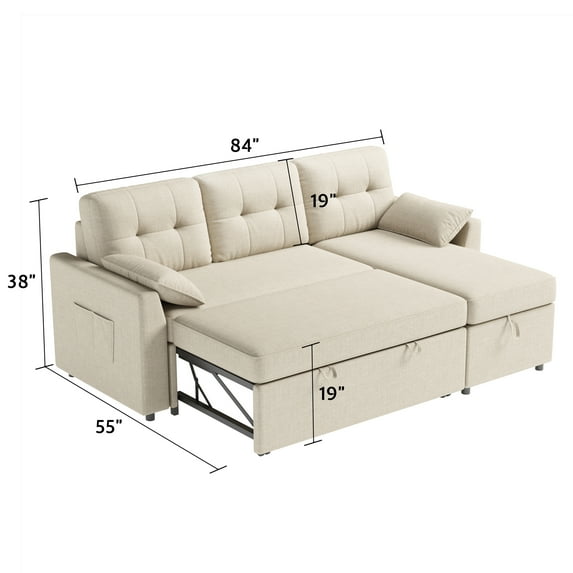 Reversible Sectional Sofa Bed with Storage