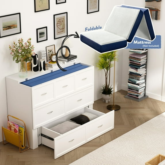 Full Size Murphy Chest Bed with USB Drawer