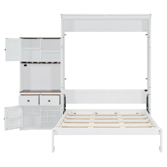 Queen Murphy Cabinet Bed with LED Storage