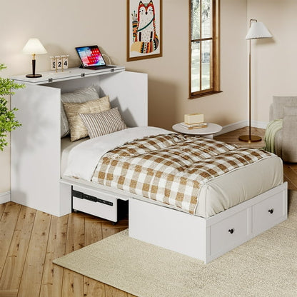Twin Murphy Bed Chest with Charging Station