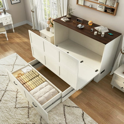 Queen Size Murphy Chest Bed with Storage Drawers & Power Outlets