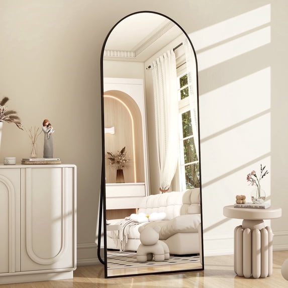 Arched Full Length Floor Mirror Gold Finish