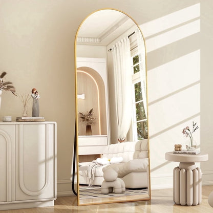 Arched Full Length Floor Mirror Gold Finish