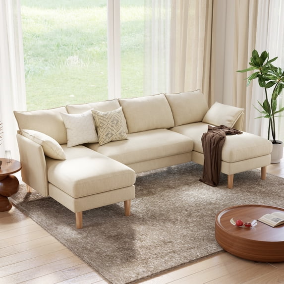 Modern U Shape Chenille Sectional Sofa with Chaise