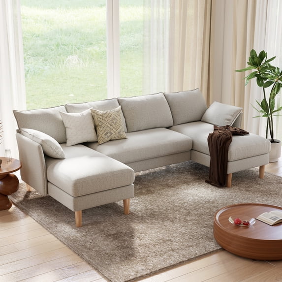 Modern U Shape Chenille Sectional Sofa with Chaise
