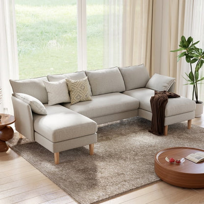 Modern U Shape Chenille Sectional Sofa with Chaise