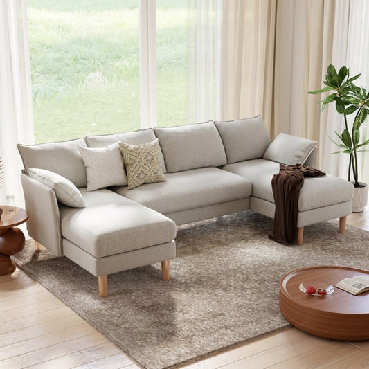 Modern U Shape Chenille Sectional Sofa with Chaise