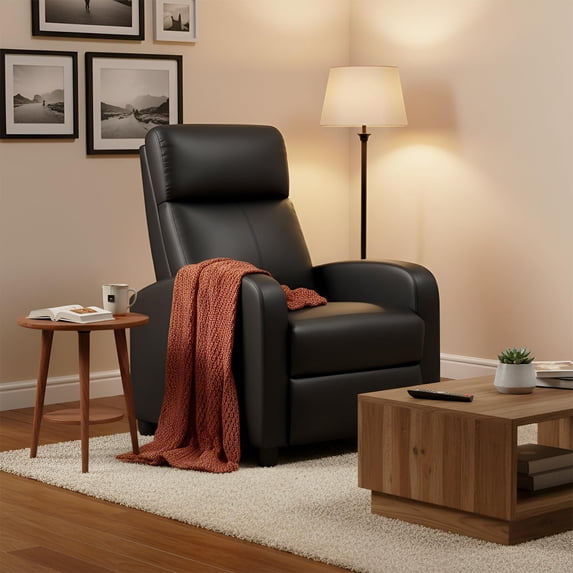 Modern PU Leather Recliner Chair with Footrest