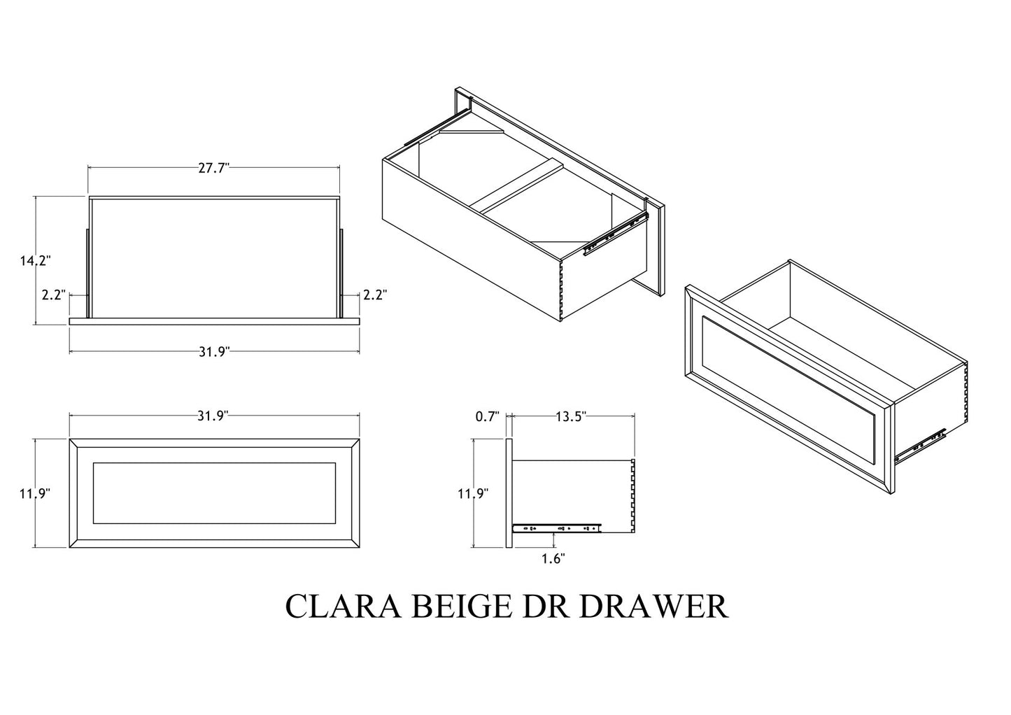 CLARA BEIGE-DR-DRAWER