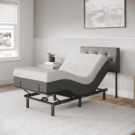 Split King Adjustable Bed Base with 8 Inch Firm Gel Memory Foam Mattress