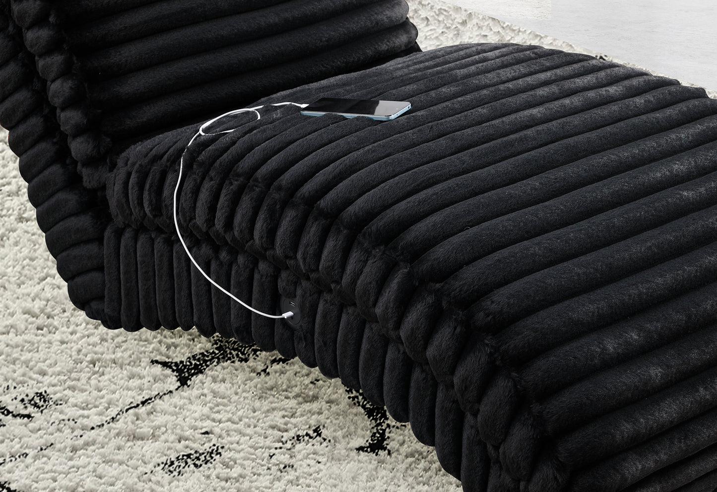 DOMINIC-BLACK-CHAISE WITH LED-DETAILS