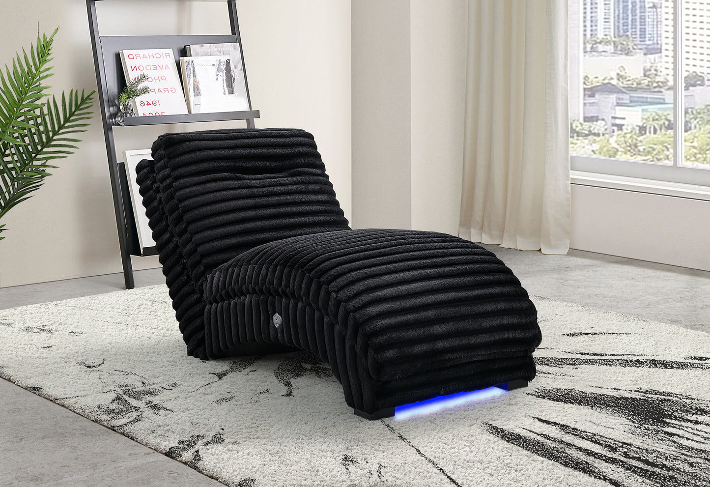 DOMINIC-BLACK-CHAISE WITH LED