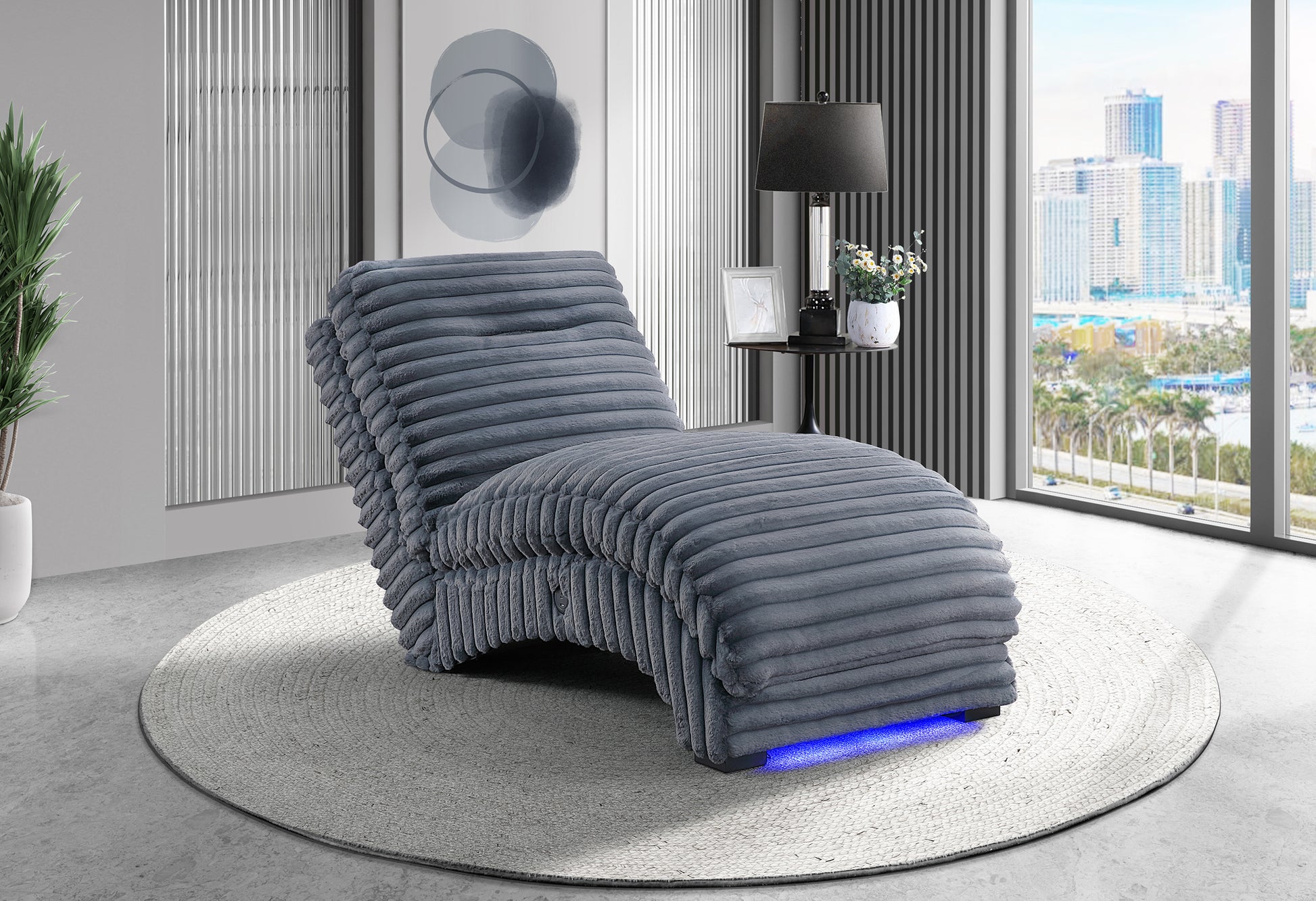 DOMINIC-CHARCOAL-CHAISE WITH LED