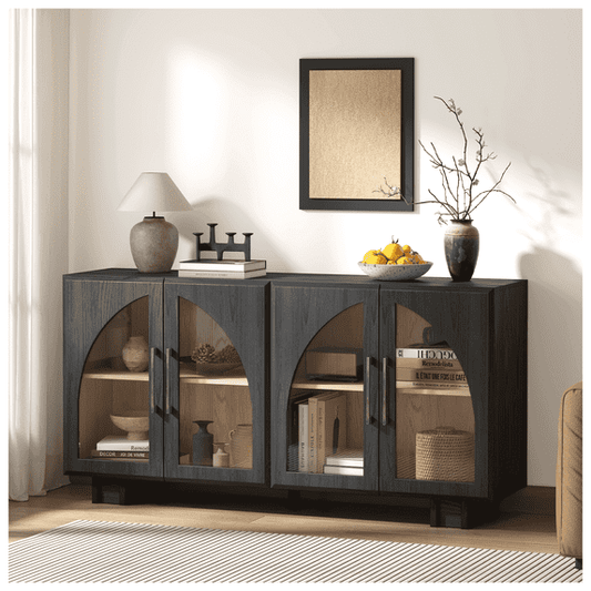 Modern Arched Glass Door Sideboard Cabinet