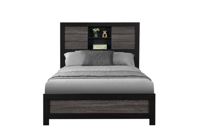 Lisbon GreyBlack Bookcase FullBed Front