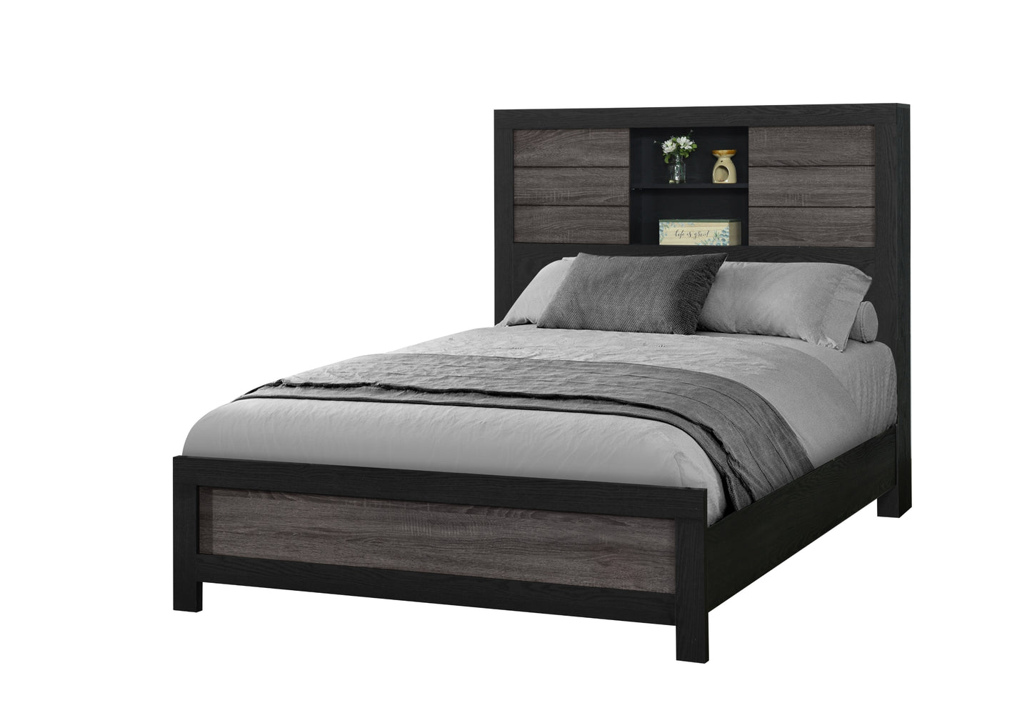 Lisbon Grey Black Bookcase FB Angle