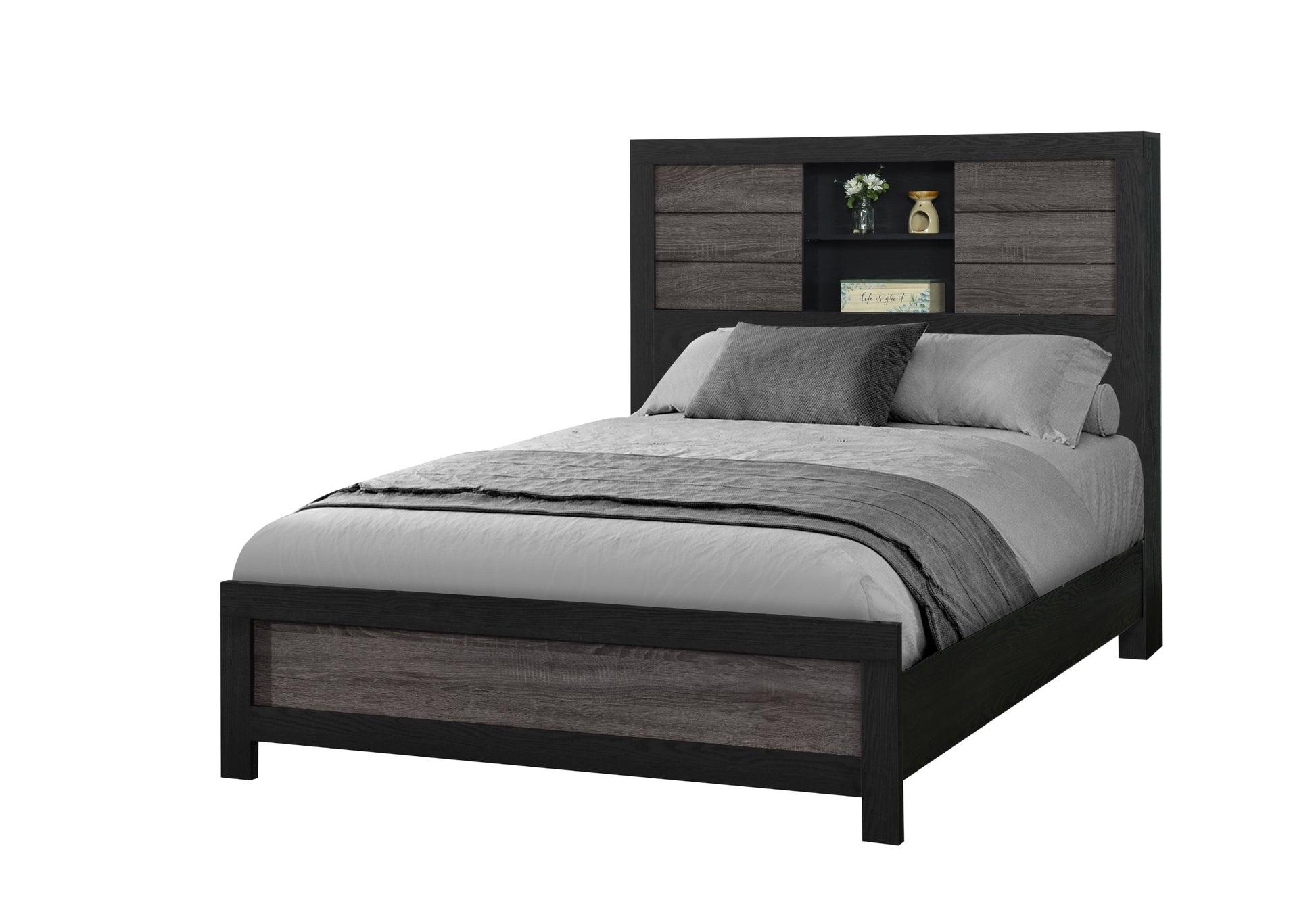 Lisbon Grey Black Bookcase FB Angle
