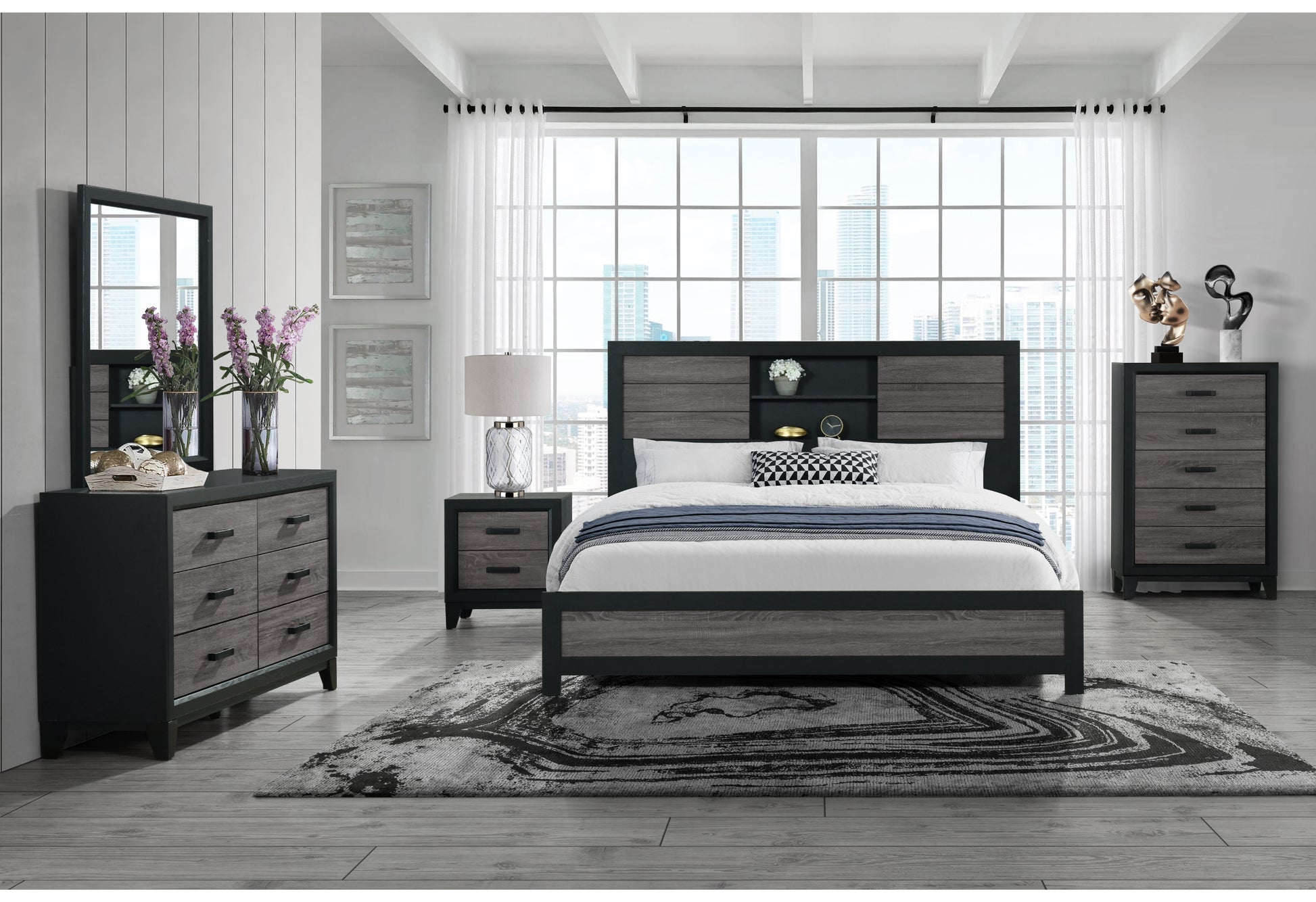 Lisbon Grey Black Bookcase KBG RSC