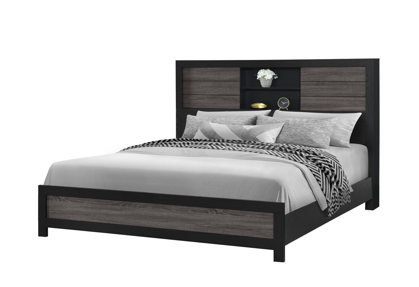 Lisbon Grey Black Bookcase KB Angle