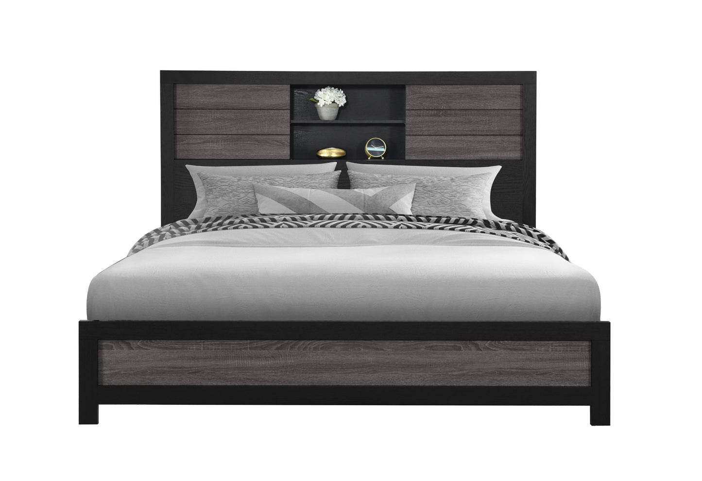 Lisbon Grey Black Bookcase KB Front