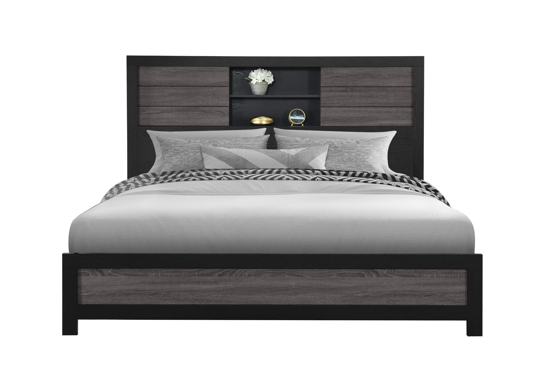 Lisbon Grey Black Bookcase KB Front