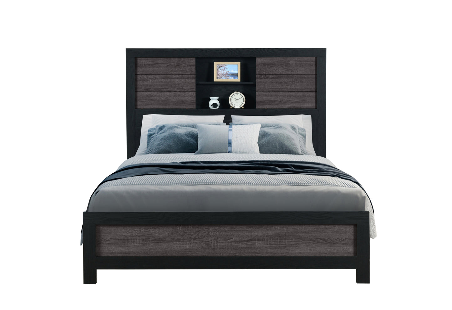 Lisbon Grey Black Bookcase QB Front