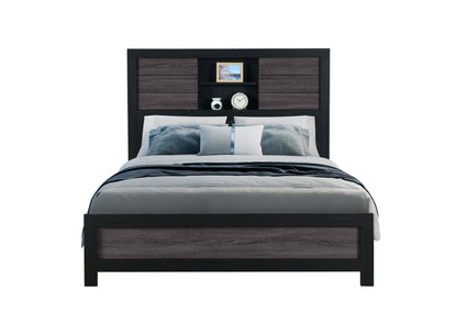 Lisbon Grey Black Bookcase QB Front