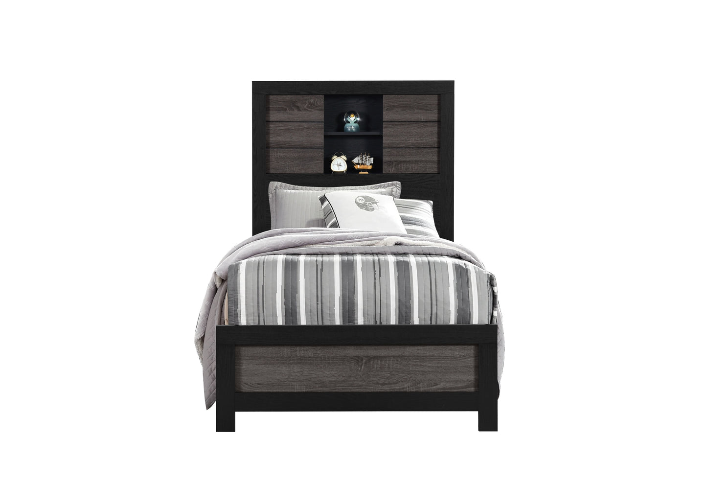 Lisbon Grey Black Bookcase TB Front