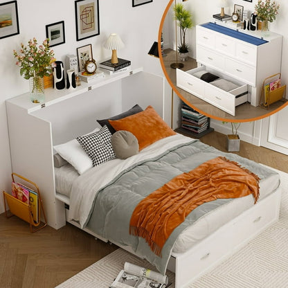 Full Size Murphy Chest Bed with USB Drawer