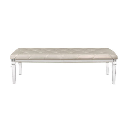 Paris Champagne Bedroom Accessory Bench - champagne tufted seat with acrylic legs