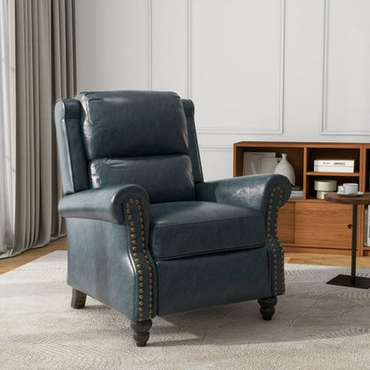 Stripe Gray Wingback Recliner Chair Set