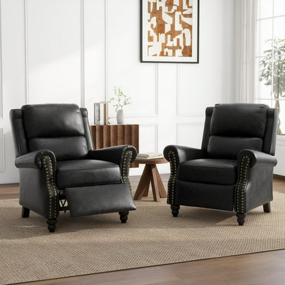 Stripe Gray Wingback Recliner Chair Set