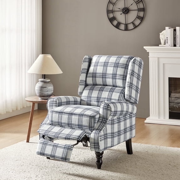 Vintage Floral Wingback Push Back Recliner Chair