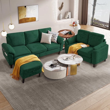 Modern Sectional Sofa Set with Storage Ottoman