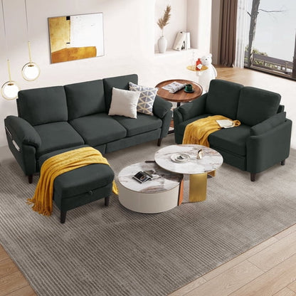 Modern Sectional Sofa Set with Storage Ottoman
