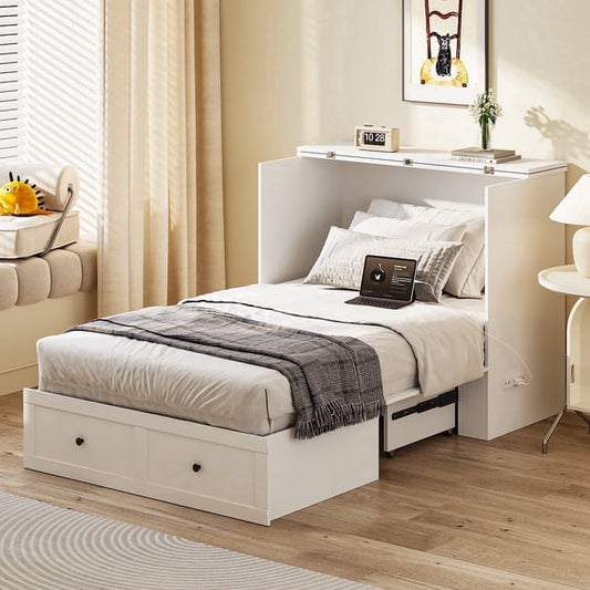 Twin Murphy Bed Chest with Charging Station