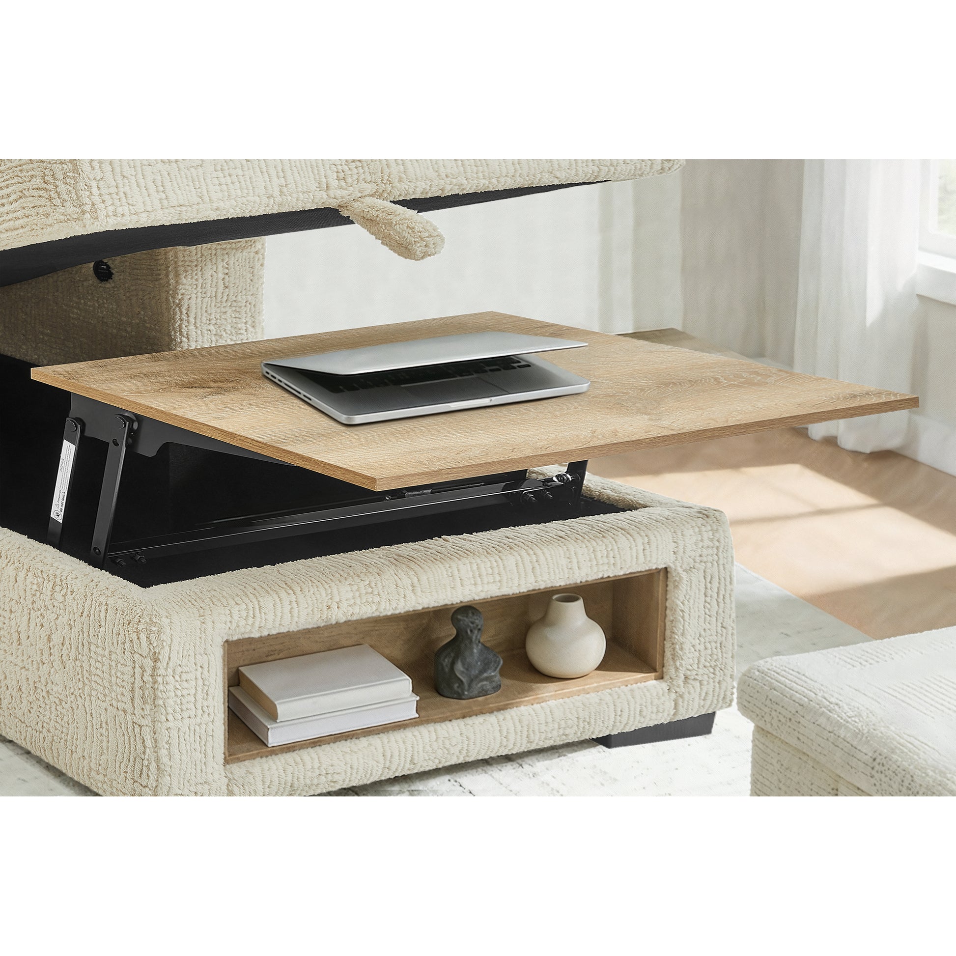 U0222-IVORY-SOFA BED-DETAIL LIFT TABLE RSC