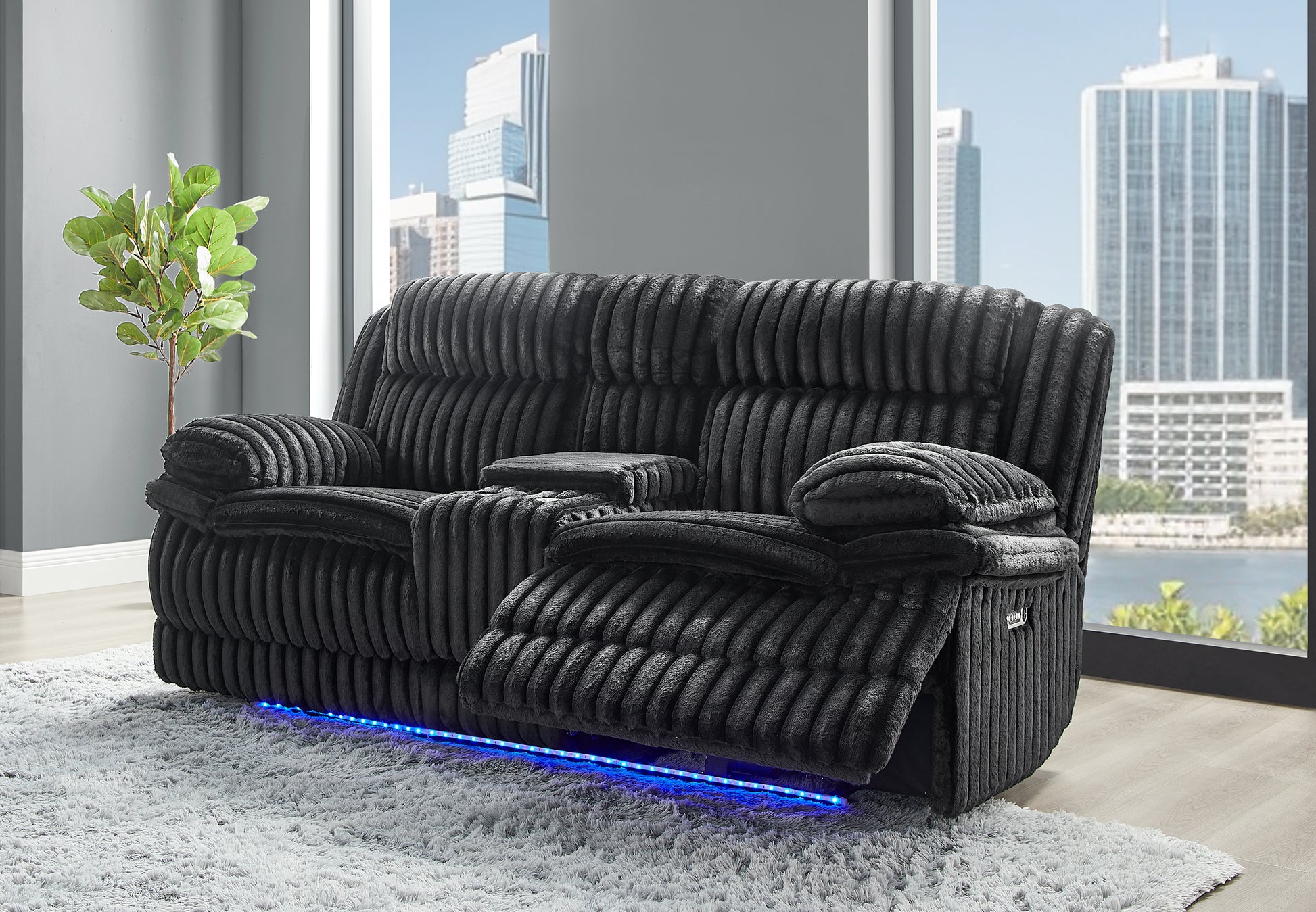 U8686-BLACK-PCRLS W PHR HIDDEN STORAGE LED SPEAKER & VIBRATION-RSC
