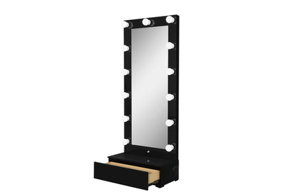 VANITY BLACK SIDE ANGLE ( Show Speaker & Drawer)