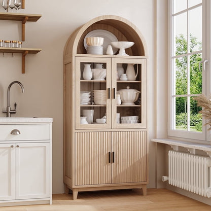 Tall Arched Fluted Storage Cabinet