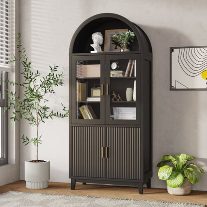 Tall Arched Fluted Storage Cabinet