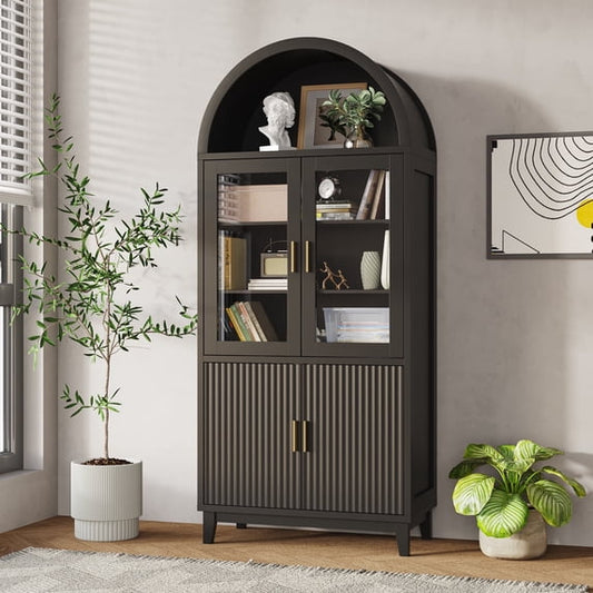 Tall Arched Fluted Storage Cabinet