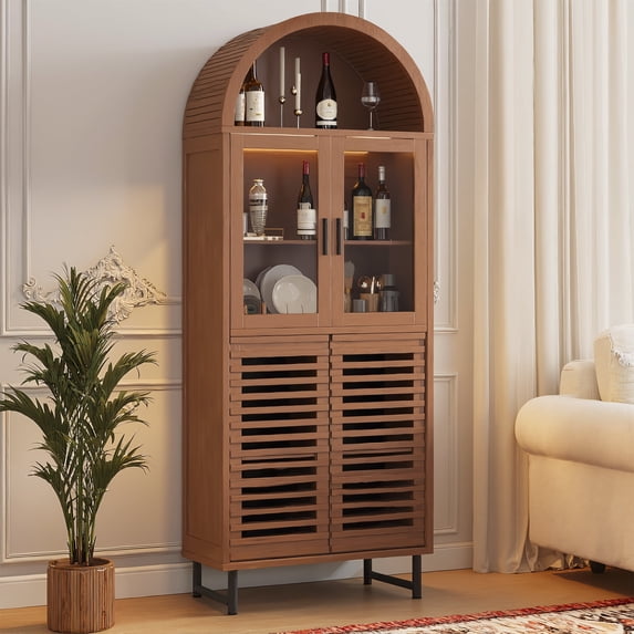 Tall Arched Fluted Storage Cabinet