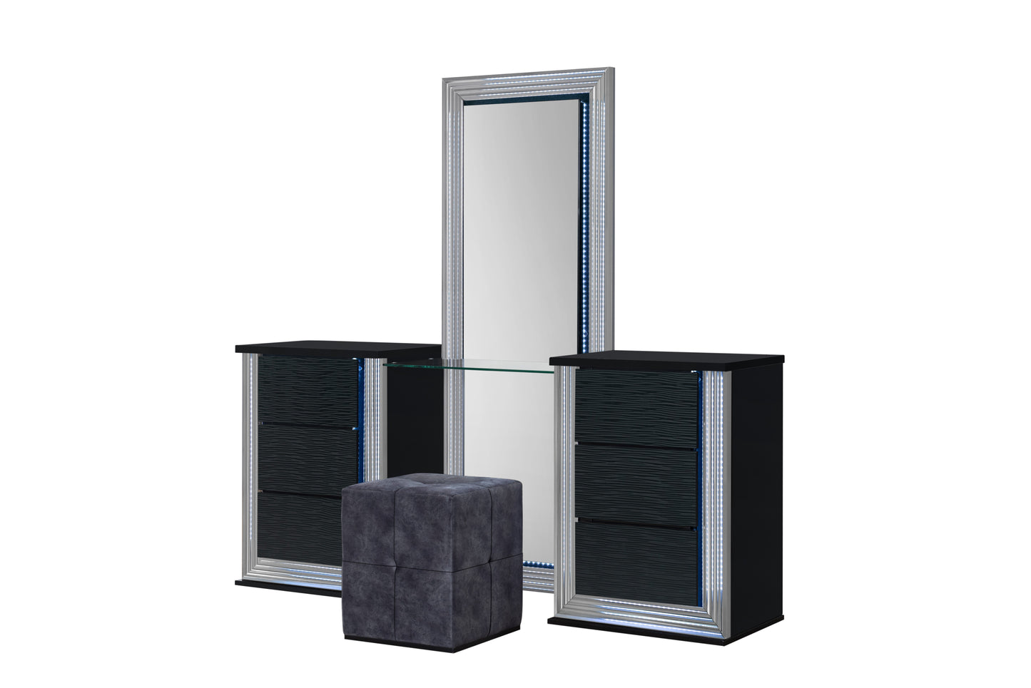 YLIME-WAVY BLACK-VANITY SET (2)
