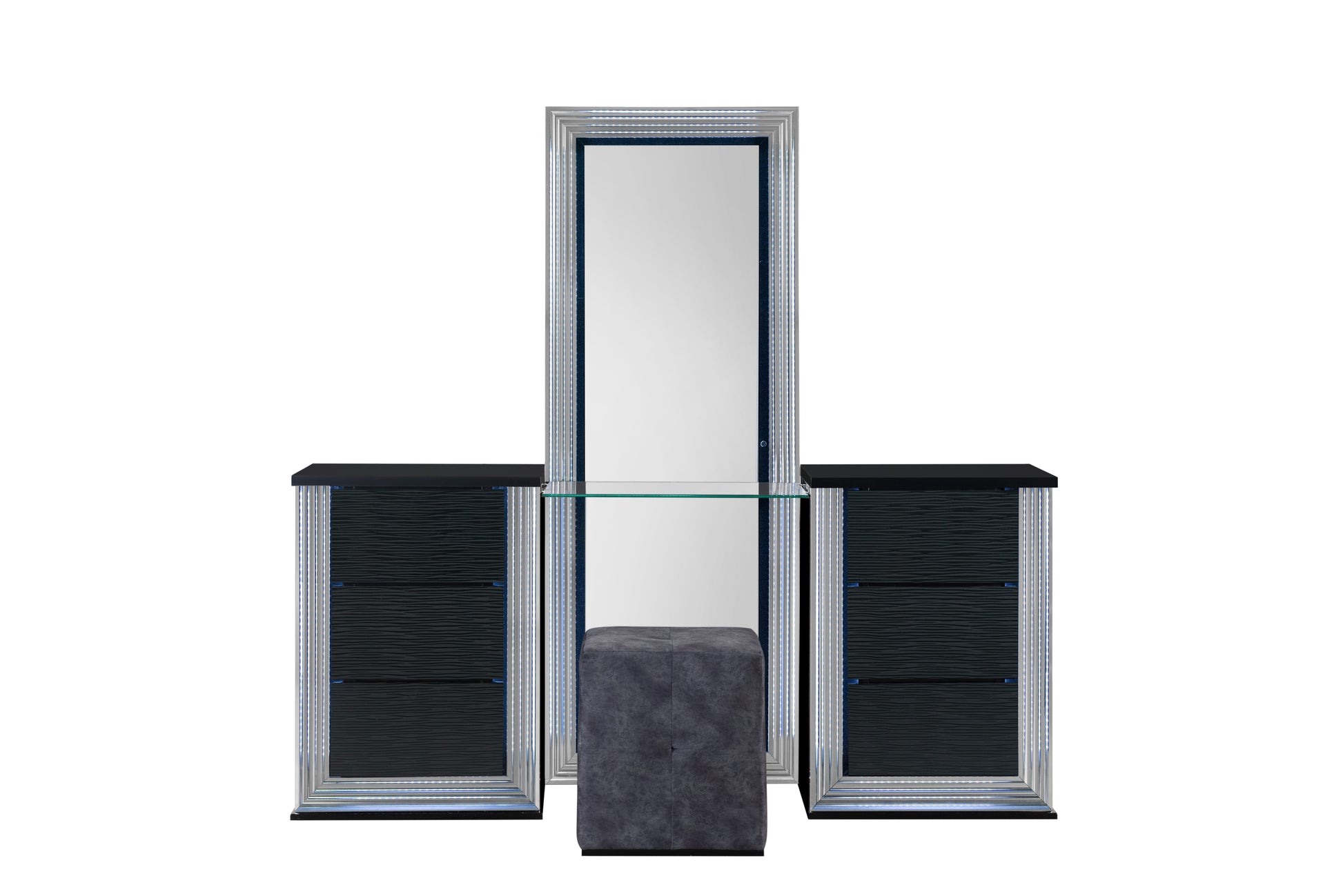 YLIME-WAVY BLACK-VANITY SET