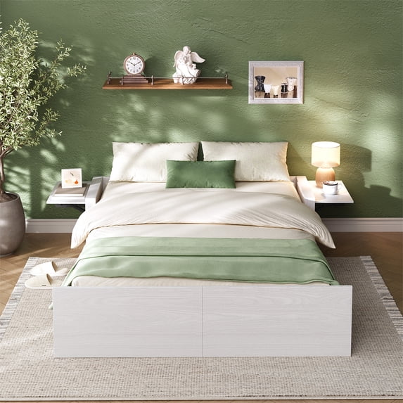 Full Murphy Cabinet Bed with Mattress, Nightstand & LED Light