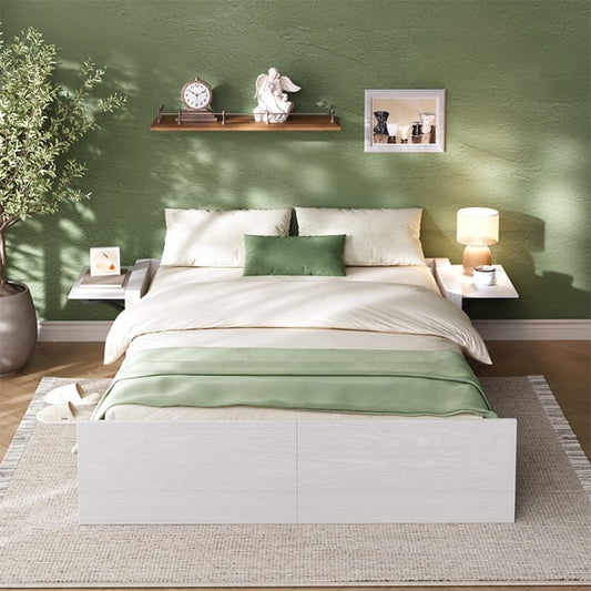 Full Murphy Cabinet Bed with Mattress, Nightstand & LED Light